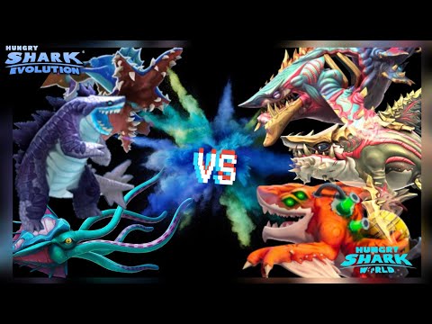 3 vs 3 Battle ! (Metldown,Kraken,Alpha Zombie,Abysshark,Ancient Megalodon,Sharkjira! - Evo vs World