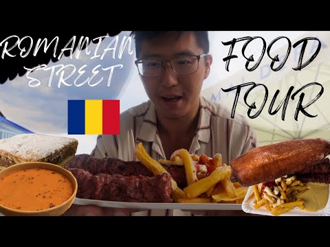 ROMANIAN STREET FOOD TOUR 🇷🇴 - MICI, Gogosi, Apple Pie + GRILLED ROMANIAN CHICKEN in Sibiu, Romania!
