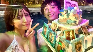 【誕生日】沖縄旅行で大豪邸のナイトプールを大暴走!今年初水着でテンションぶち上げ!
