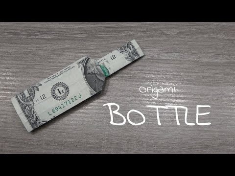 Dollar Bill Origami BOTTLE, how to fold a BOTTLE fast and easy, money tutorial how to fold a bottle