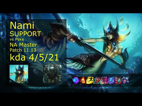 Nami Support vs Pyke - NA Master 4/5/21 Patch 11.13 Gameplay