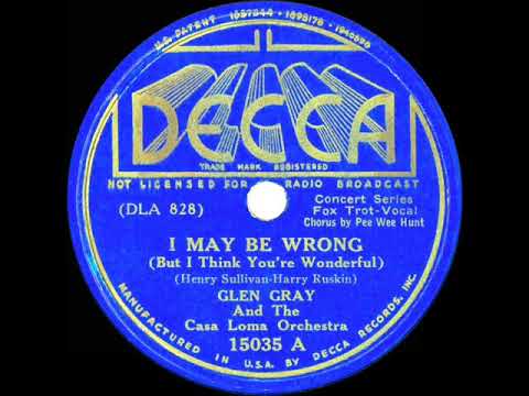 1937 Glen Gray Casa Loma - I May Be Wrong (But I Think You’re Wonderful) (Pee Wee Hunt, vocal)
