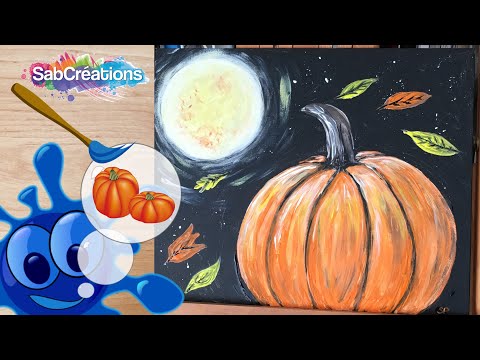 🎃 Comment peindre une CITROUILLE pour halloween - Tuto Time lapse - Peinture guidée - SABCREATIONS
