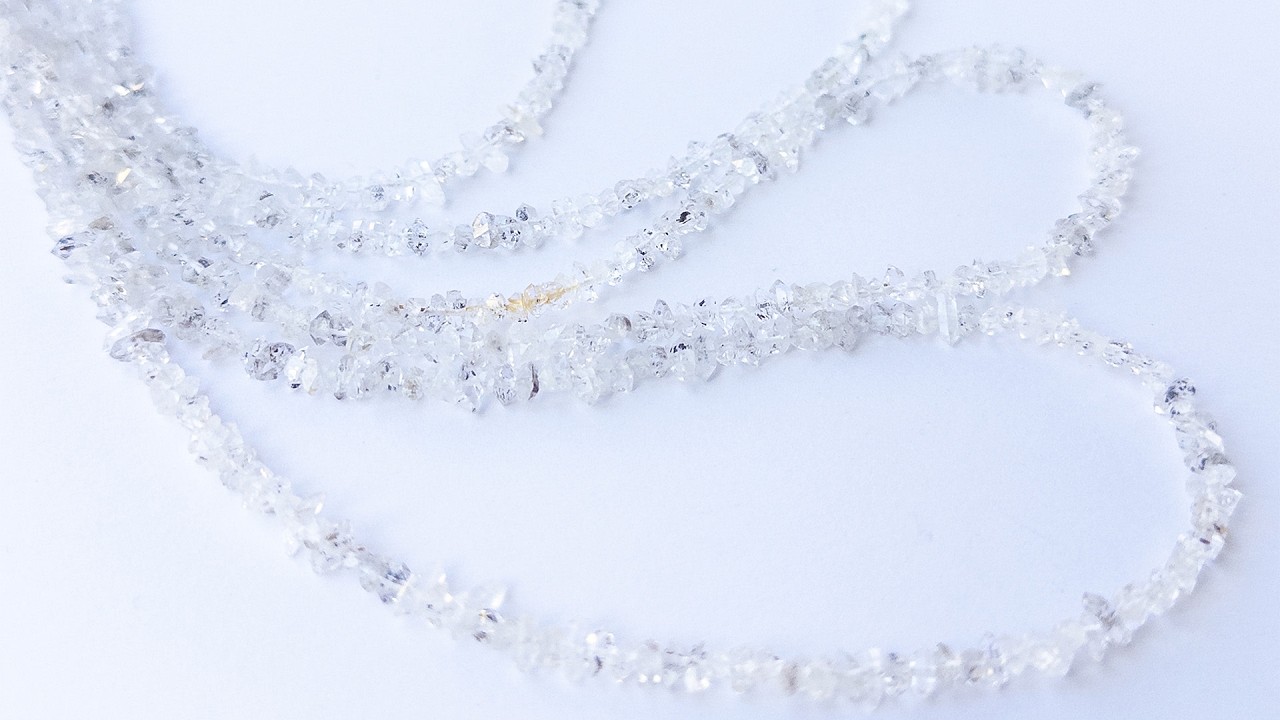 Herkimer Diamond | Chips | 3-4mm Bead Size | 15 or 20cm Strand Length video