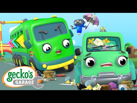 Trash Everywhere!!｜Gecko's Garage｜Funny Cartoon For Kids｜Learning Videos For Toddlers