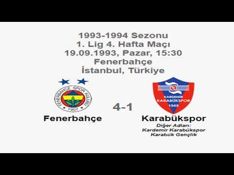 Fenerbahçe 4-1 Karabükspor 19.09.1993 - 1993-1994 Turkish 1st League Matchday 4 (FBs Goals) (Ver. 2)