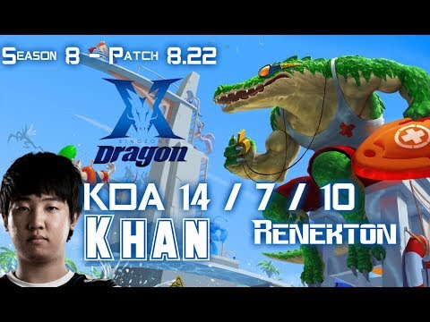 KZ Khan RENEKTON vs SION Mid - Patch 8.22 KR Ranked
