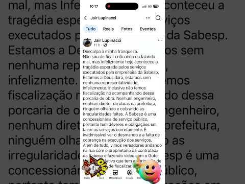 EX SECRETÁRIO DE ADMINISTRAÇÃO JAIR LUPINACCI VAI ÀS REDES SOCIAIS E DETONA OBRA DESGRAÇADA DA SABESP E COBRA AS AUTORIDADES RESPONSÁVEIS POR UMA ATITUDE QUE DIFICILMENTE SERÁ ATENDIDO