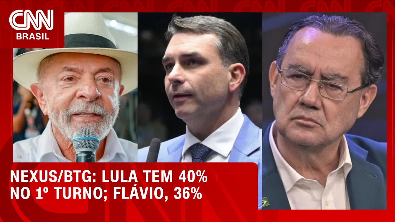 Nexus/BTG: No 1° turno, Lula tem 40%; Flávio, 36% e Cury, 7% | LIVE CNN