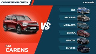 Kia Carens 2022 vs Competition | XL6 vs Ertiga vs Marazzo vs Innova vs Alcazar vs XUV700 | CarWale