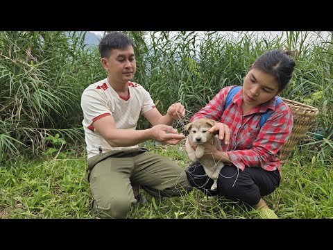 Alleinerziehende Mutter und Polizist retteten einen Welpen und nahmen ihn zum Aufziehen mit.