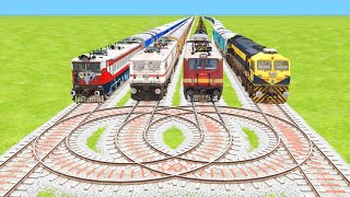FOUR TRAINS 😱IMPOSSIBLE😱 RUNNING AT DOUBLE LOOP CIRCLE RAILROAD TRACKS | Train Simulator 2023