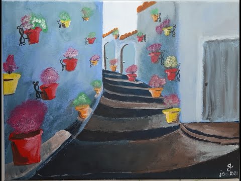 "Blue Moroccan City" - acrylic paint paintings.by.g