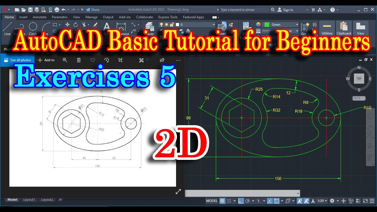 AutoCAD Basic Tutorial for Beginners - Exercises 5