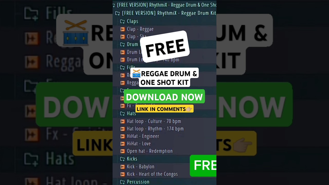 [FREE DOWNLOAD] REGGAE DRUM KIT 2024 | REGGAE ONE SHOT KIT | Free Drum Kit l  @rhythmixaudio