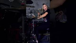 Our sister playing “Holy Diver” on drums! #femaledrummer #drums #dio #rock