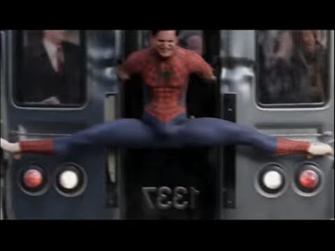 Spider Man Stop the Train with Foot
