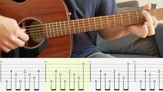 Time After Time - Iron & Wine - Guitar Tutorial + TABS on screen