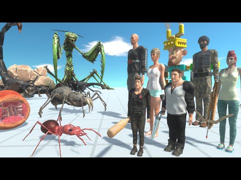 Giant Invertebrates team VS Modern Humans team - ARBS (Animal Revolt Battle Simulator)