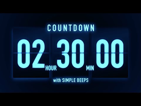 2 Hours 30 Minutes Countdown Timer 🔵 Flip Clock with Simple Beeps