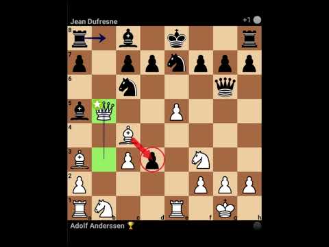 The Immortal Adolf Anderssen vs Jean Dufresne, 1852, Italian Game: Evans Gambit. Pierce Defense