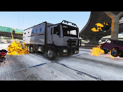 GTA 5 BRICKADE TRUCK HIGH SPEED CRASHES - SUPER CINEMATIC PICTURE WITH SLOW MO ep.6