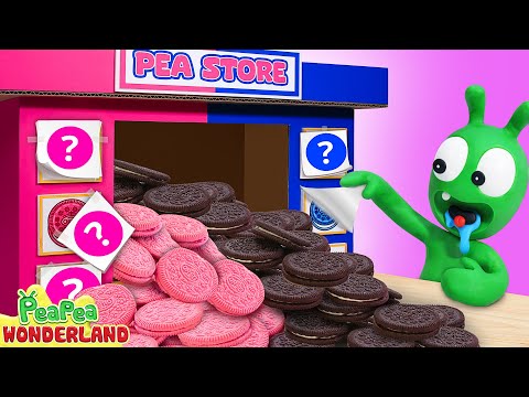 Pea Pea Explores The Mysterious Pink-Black Food Store | Pea Pea Wonderland - Cartoon for kids