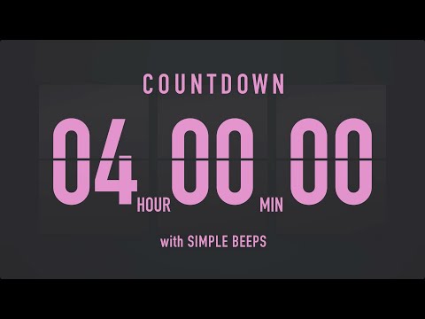 4 Hour Countdown Timer ⏳ Flip Clock with Simple Beeps 💕🖤