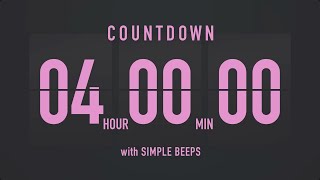 4 Hours Countdown Flip Clock Timer / Simple Beeps 💕🖤