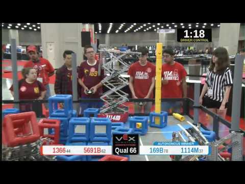 2015 VRC Tech Q66 - 1366 5691B vs 169B 1114M - 65 to 64 - VEX Worlds 2015 - Technology Division