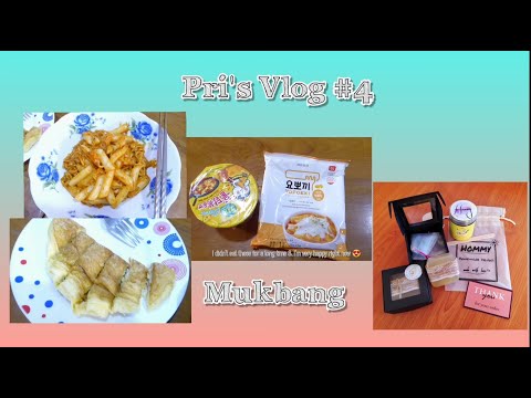 Pri's Vlog #4 |Cooking & Eating Korean Spicy Noodles, Topokki, MUKBANG, unboxing