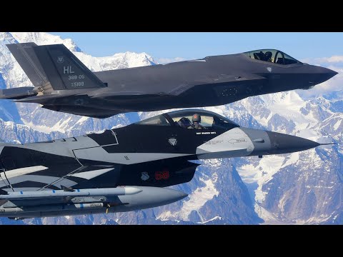 "Pouring On The Coal" Over Alaska! F-35s, F-22s & F-16 Aggressors–Includes Terrain Following Footage