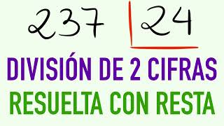 Download the video "Ejercicios resueltos de Divisiones de 2 cifras con resta 237 entre 24"
