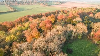 Aerial video -  Awesome Autumn colours of woods in Chiltern Hills, Oxfordshire