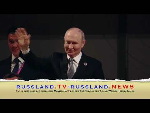 Putin begrüßt die russische Mannschaft bei der Eröffnung der Grand World Nomad Games