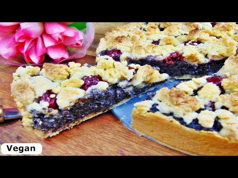 Rezept: Streuselkuchen mit Mohnfüllung und Kirschen / Vegan / Rezept mit Mohn