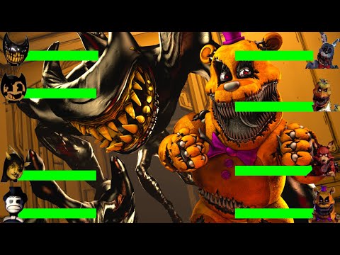 Bendy And The Ink Machine vs Demented WITH Healthbars!