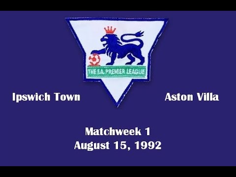 FA Premier League. Season 1992-1993. Matchweek 1. Ipswich Town - Aston Villa - 1:1. Highlights.