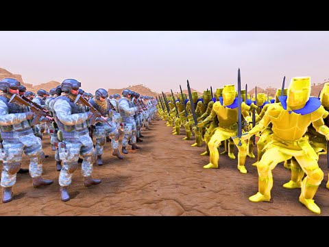 1,000,000 GOLDEN KNIGHTS vs HEAVY MODERN SOLDIERS - Warhammer 40K | UEBS 2