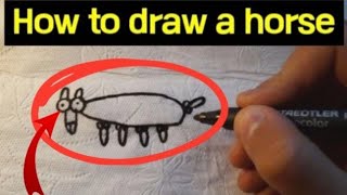 How to Draw a Horse simple tutorial #meme #viral #tutorial