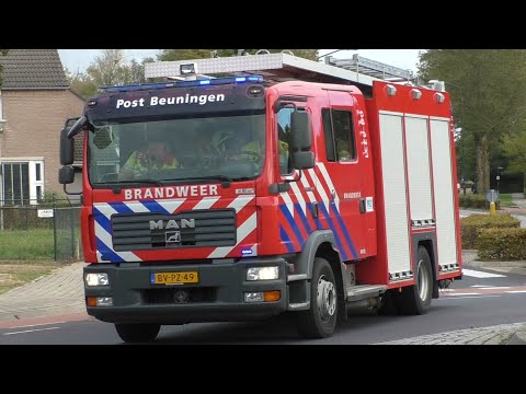 Brandweer Beuningen TS 08-4231 met spoed naar verschillende meldingen in Beuningen