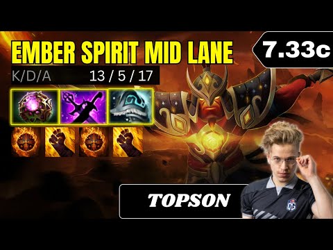 PATCH 7.33c - TOPSON GOD Ember Spirit Mid Lane Gameplay - Dota 2 Full Match Gameplay