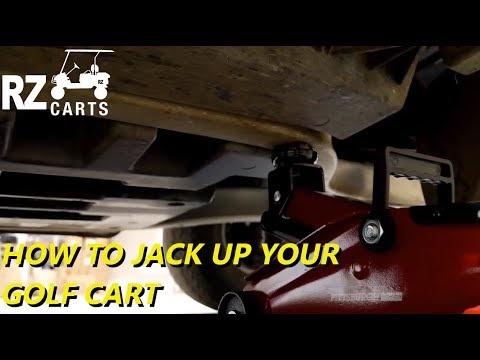 Part of a video titled How To Lift Your Golf Cart Onto Jack Stands | RZ Carts - YouTube
