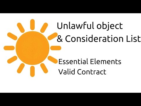 List of Unlawful object and consideration | Other Essential Elements of a Valid Contract | CA CPT Video