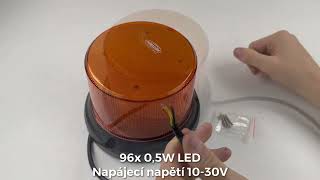 LED maják, 12-24V, 96x0, 5W, oranžový, magnet, ECE R65 R10