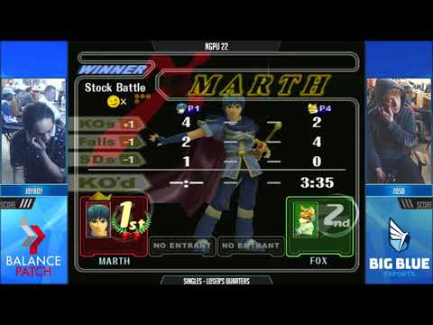 NGPU 22 SSBM - DBJ | Joyboy (Fox) vs. Zoso (Marth) - Melee LQF