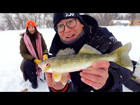 Mid-Winter Ice Fishing With My Girlfriend (Tungsten Jig for Walleye &amp; Cisco)
