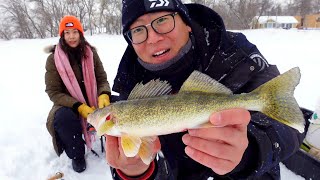 Mid-Winter Ice Fishing With My Girlfriend (Tungsten Jig for Walleye &amp; Cisco)