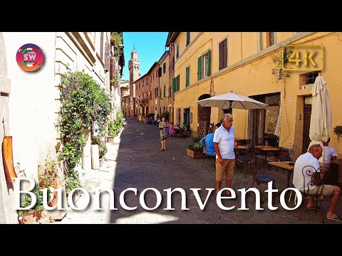 Buonconvento (Tuscany), Italy【Walking Tour】History in Subtitles - 4K