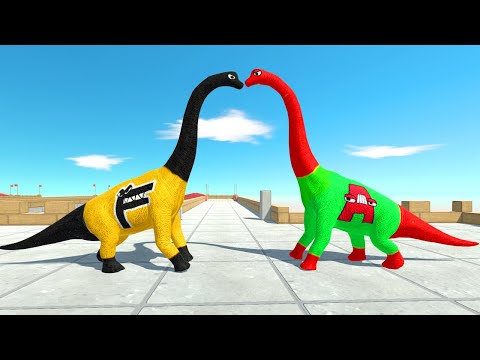 Alphabet Lore ( A - F ) Brachiosaurus Death Run | Animal Battle Revolt Simulator